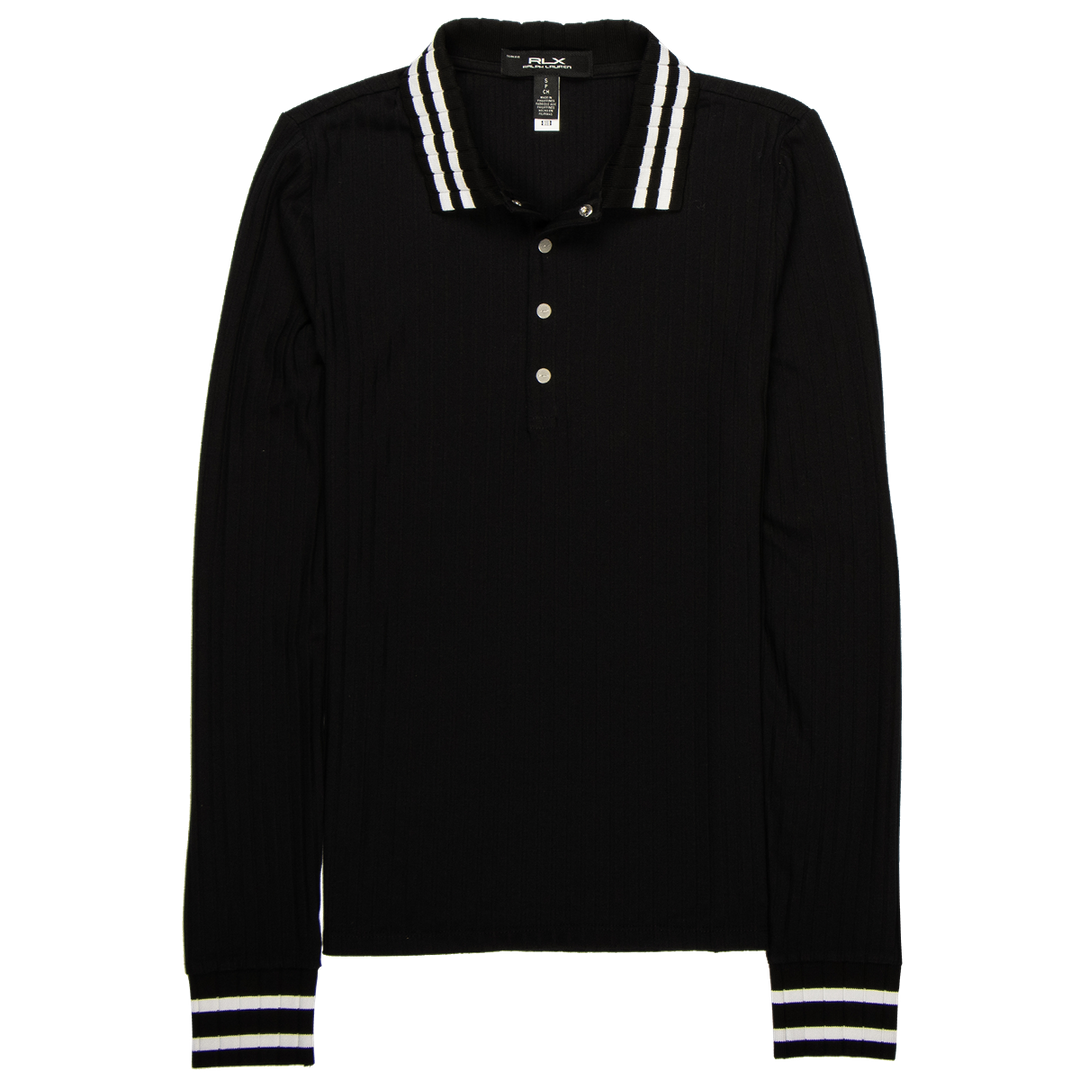 Slim Fit Ribbed Long-Sleeve Polo Shirt