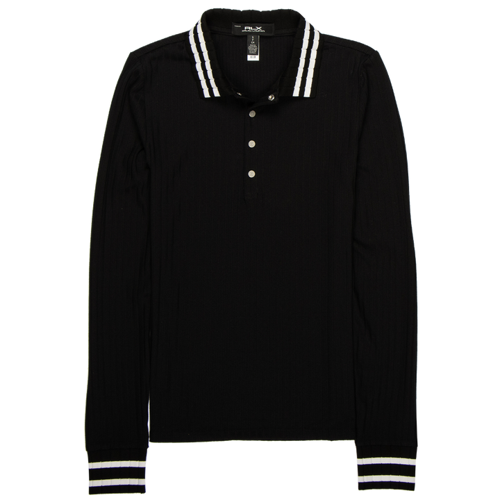 Slim Fit Ribbed Long-Sleeve Polo Shirt