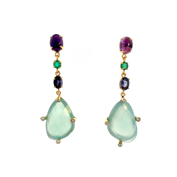 Cascade of Color - Multi-Gemstone Statement Earrings