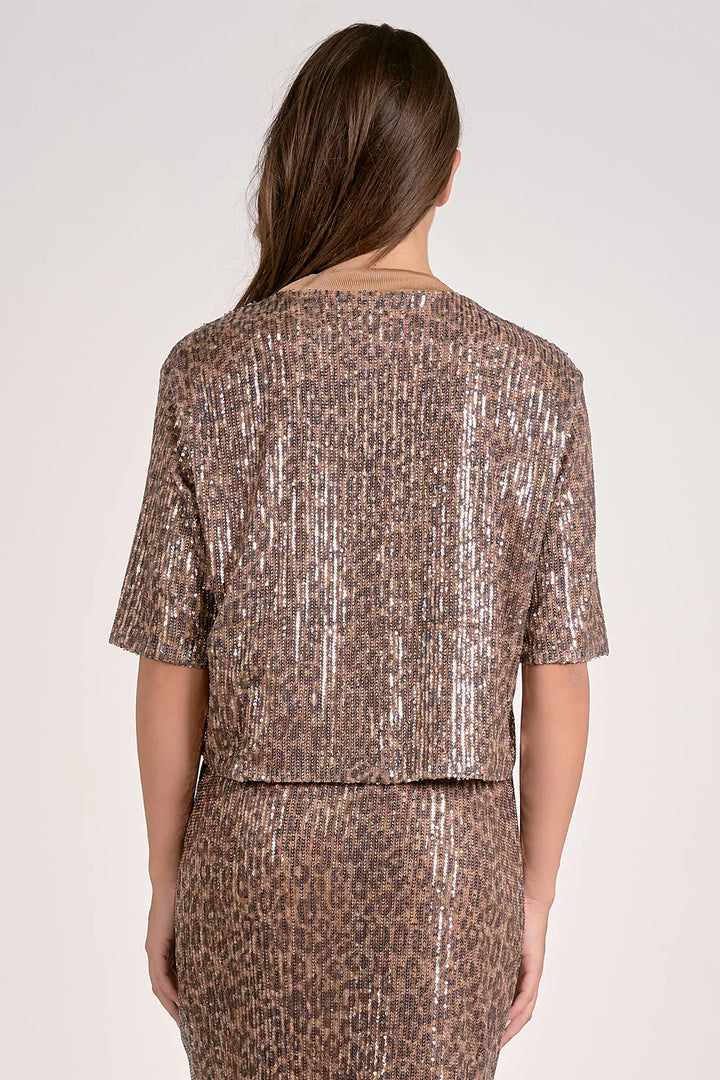 Cheetah Print Sequin Top