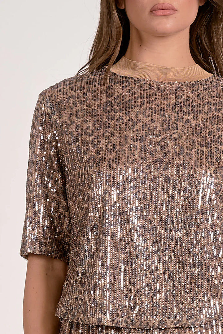 Cheetah Print Sequin Top