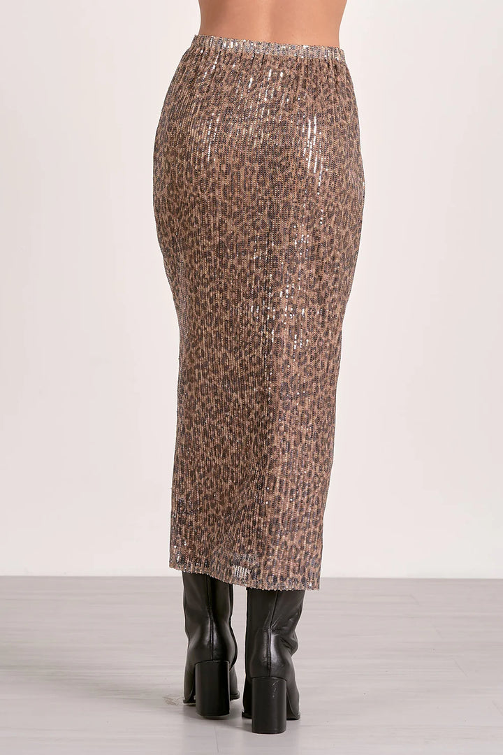 Cheetah Print Sequin Skirt