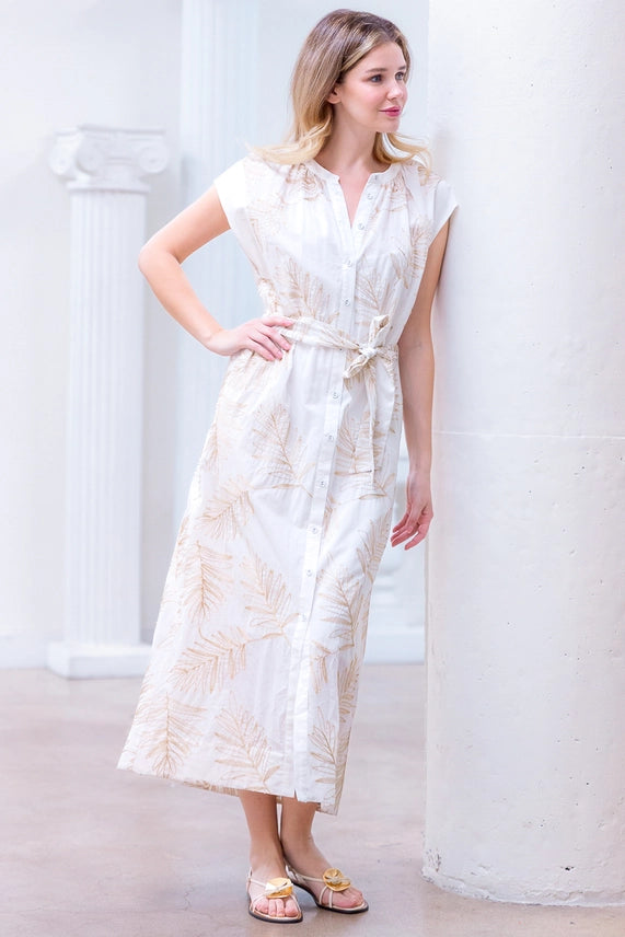 Leaf-Embroidery Dress