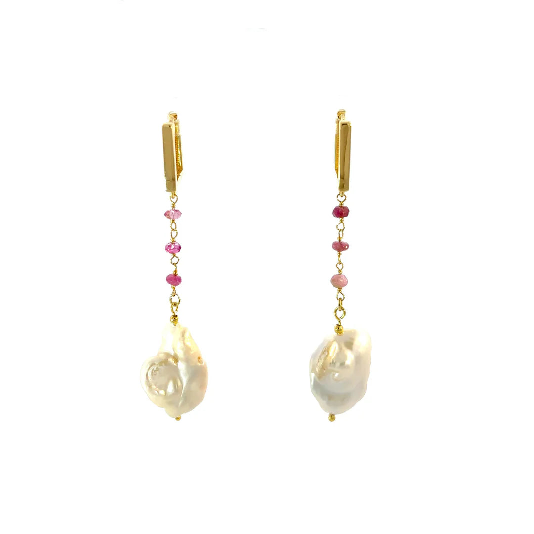 Aurelia Long Earrings with Keshi Pearls