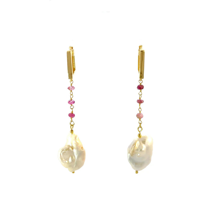 Aurelia Long Earrings with Keshi Pearls