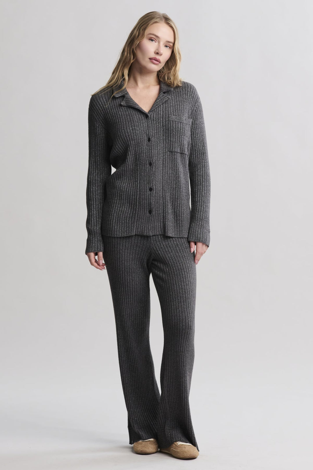 CozyChic Ultra Lite® Lurex Rib Wide Leg Pant