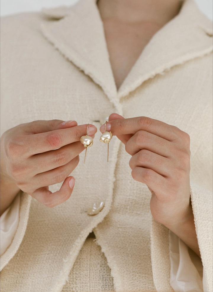 Beth Small Drop Pearl Earrings