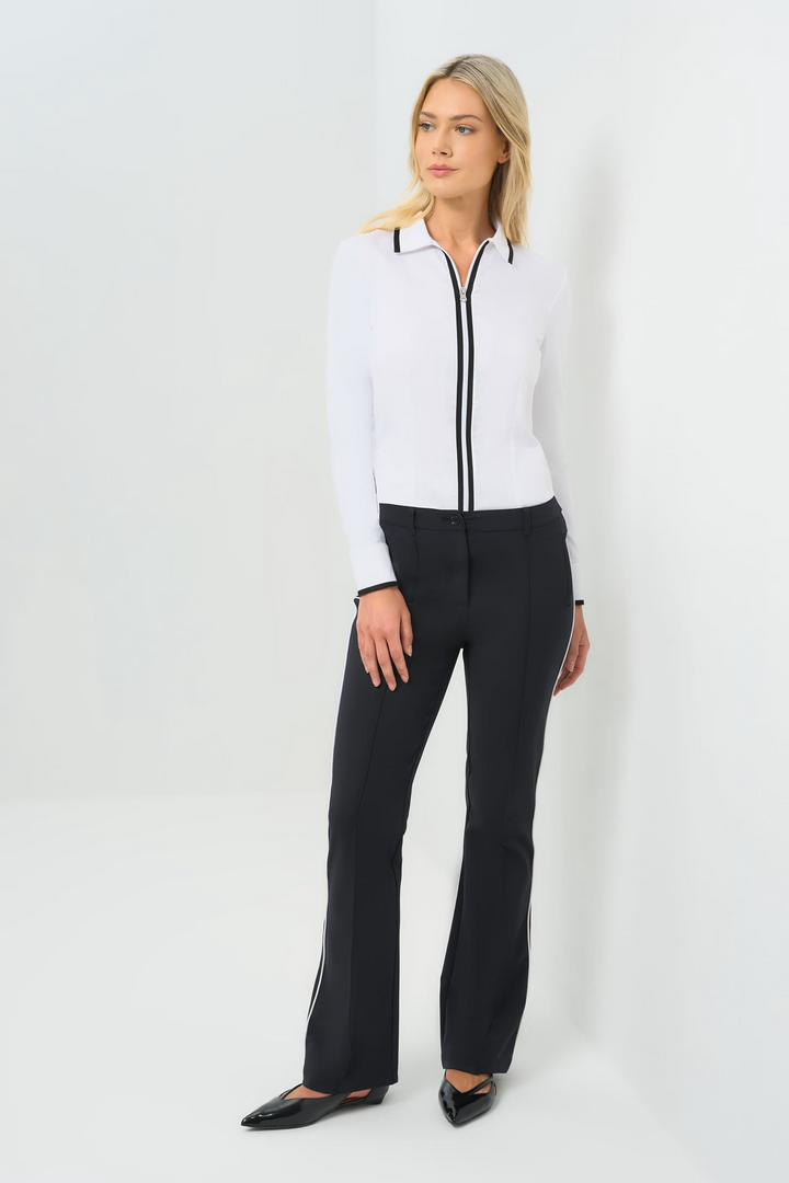 Bruna Collared Zip Top with Poplin Front