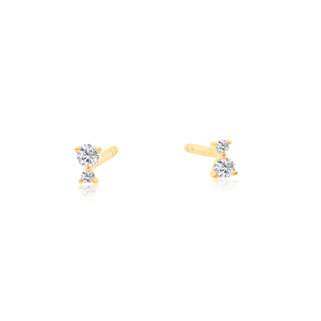 Mini Double Diamond Soliatire Studs