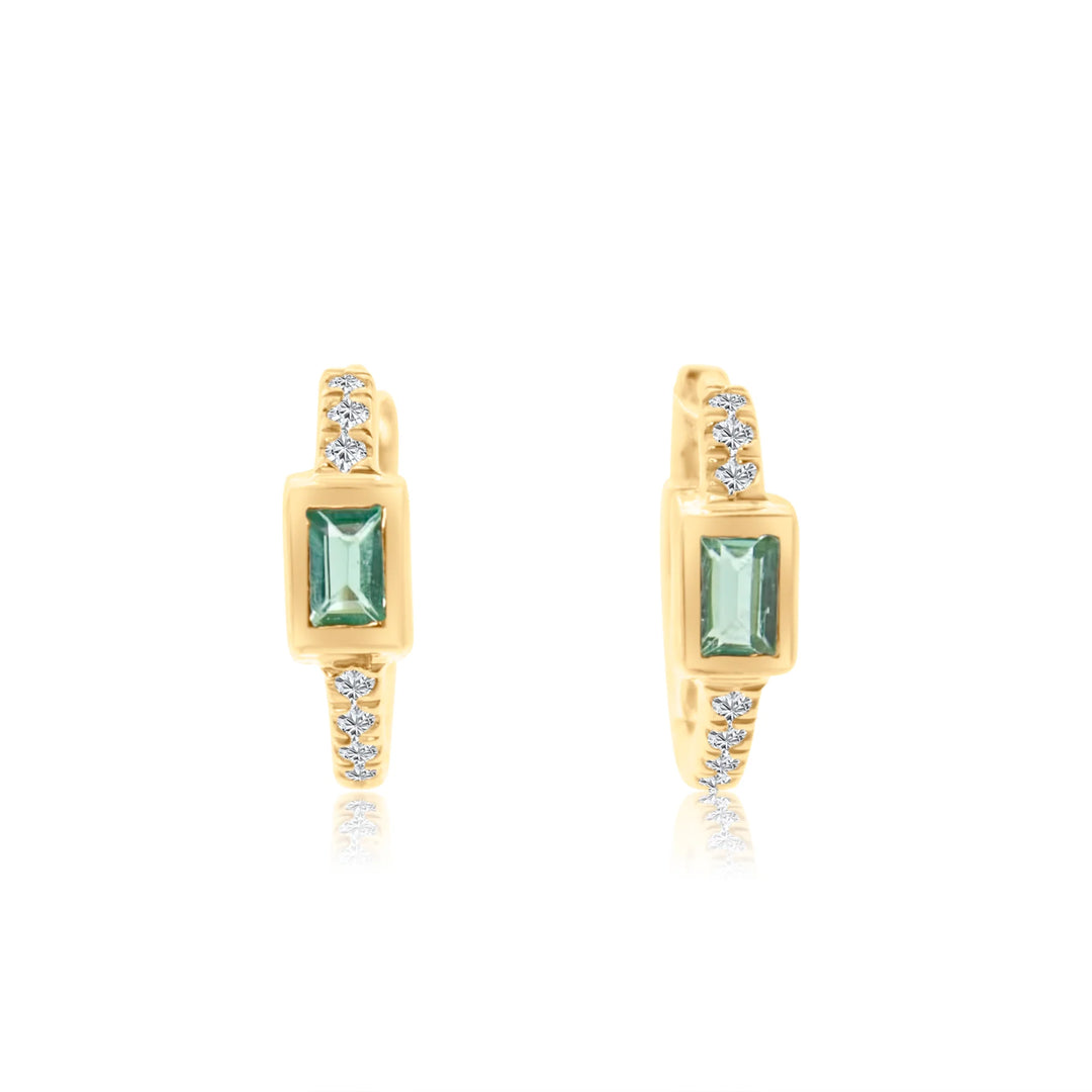 Emerald Baguette Diamond Huggies