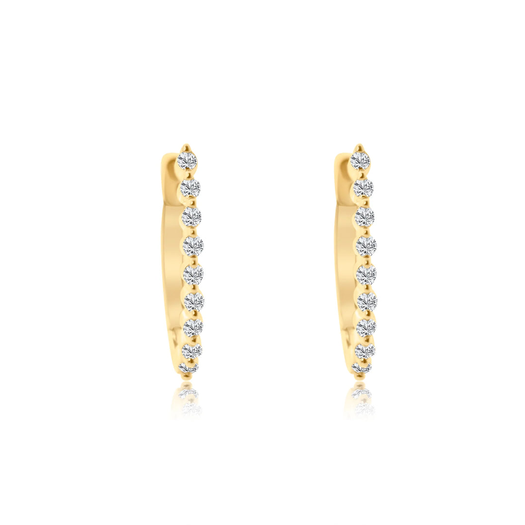 Oval Single Shared Prong Diamond Huggies