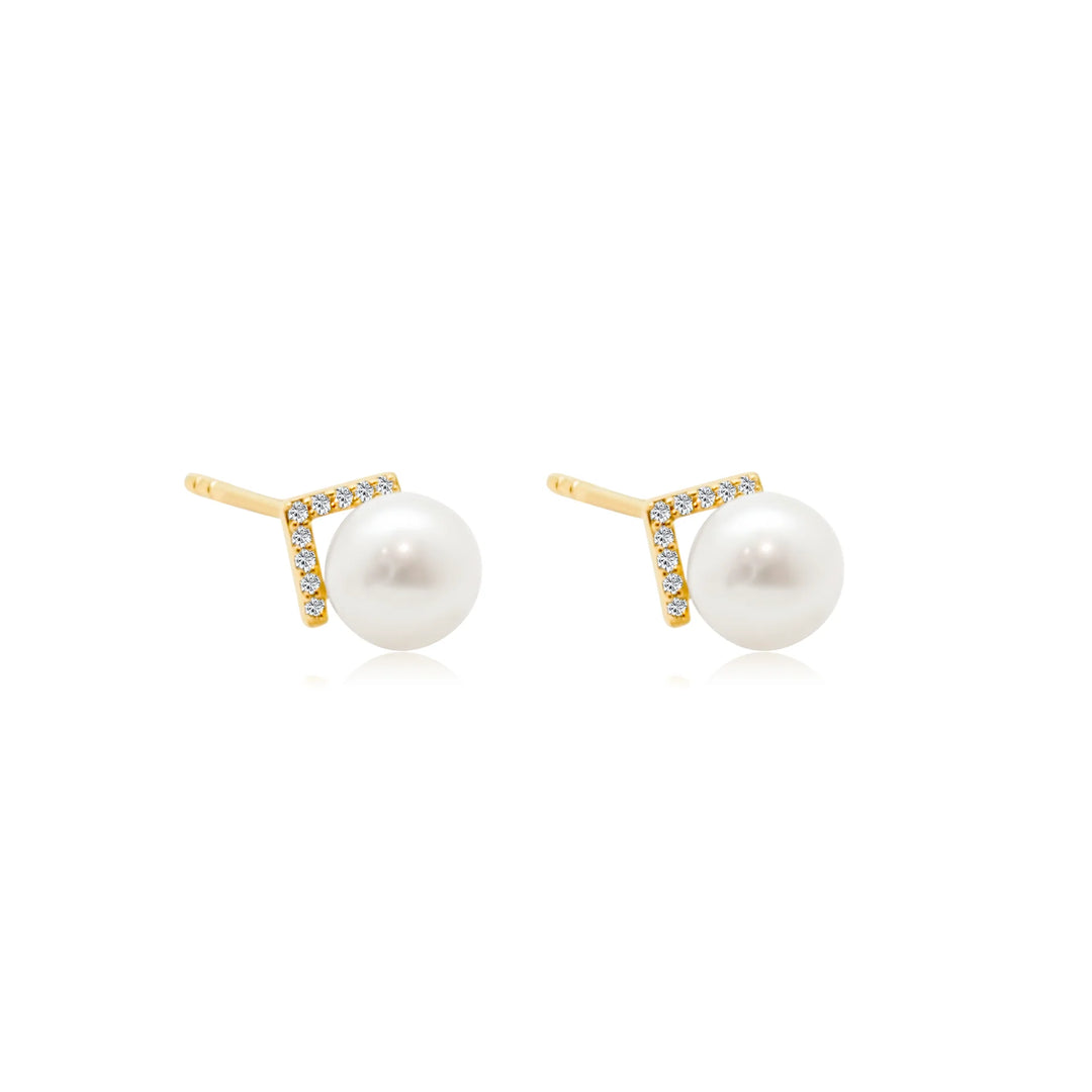 Diamond V Pearl Studs