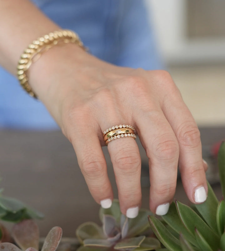 Gold Dome with Marquise Diamond Ring