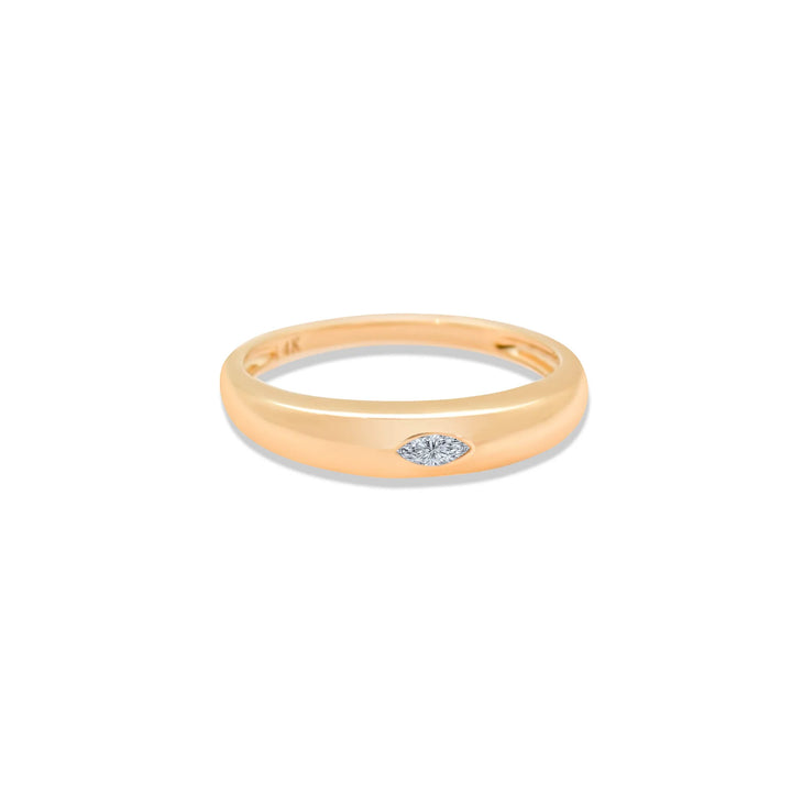 Gold Dome with Marquise Diamond Ring