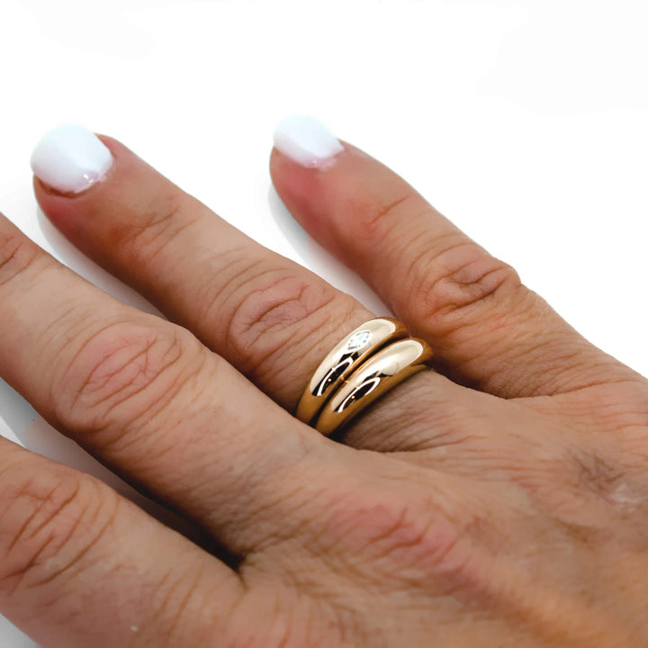 Gold Dome with Marquise Diamond Ring