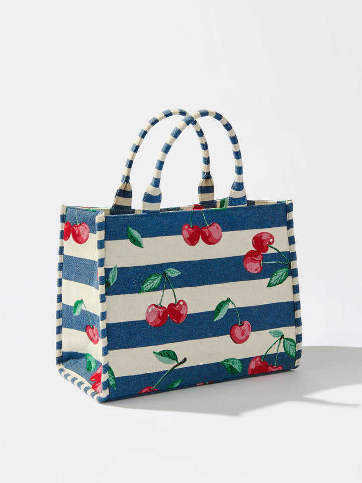 Cherry Stripe Jacquard Tote