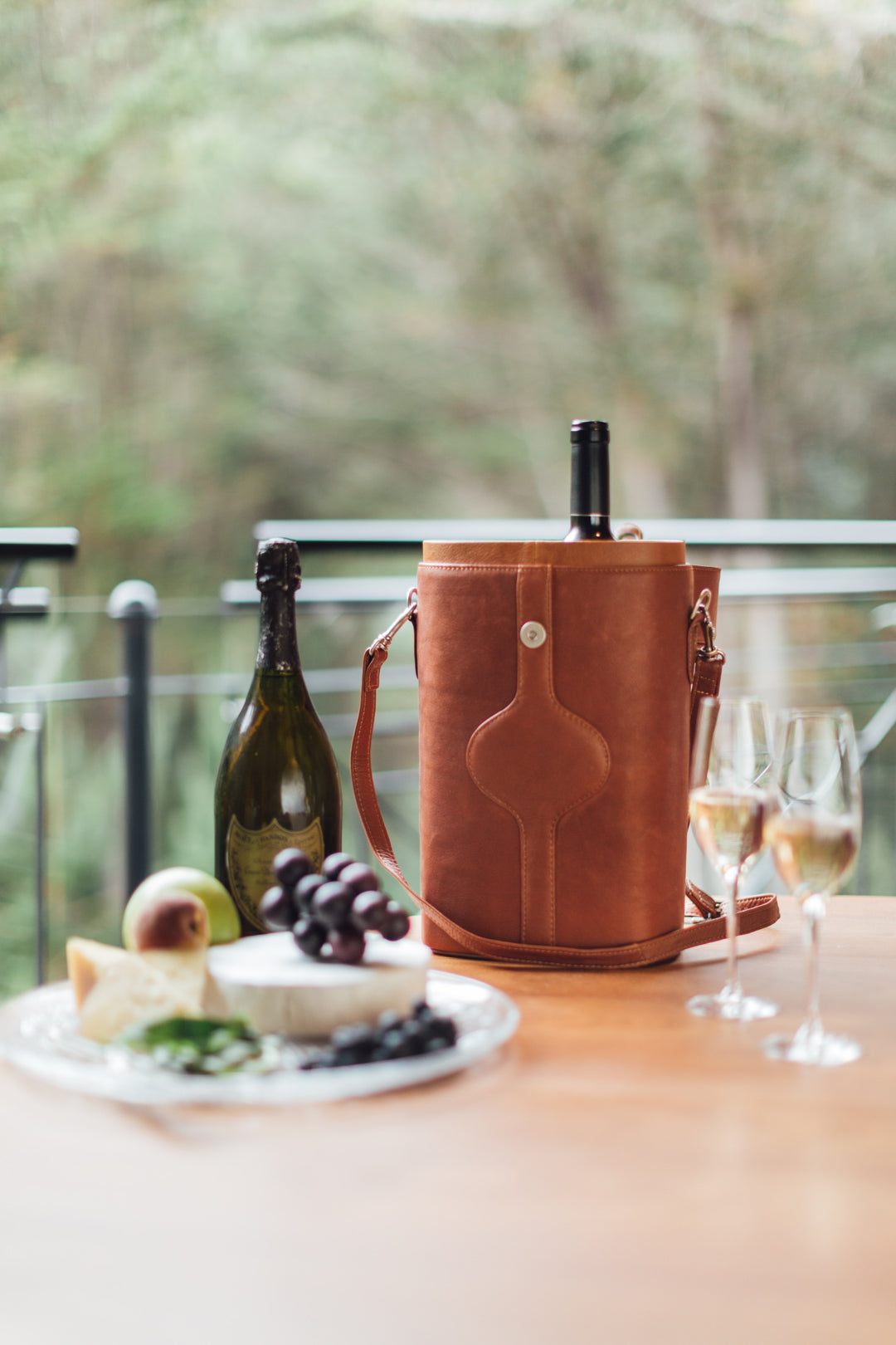 Leather Houstonian Double Deluxe Wine Carrier