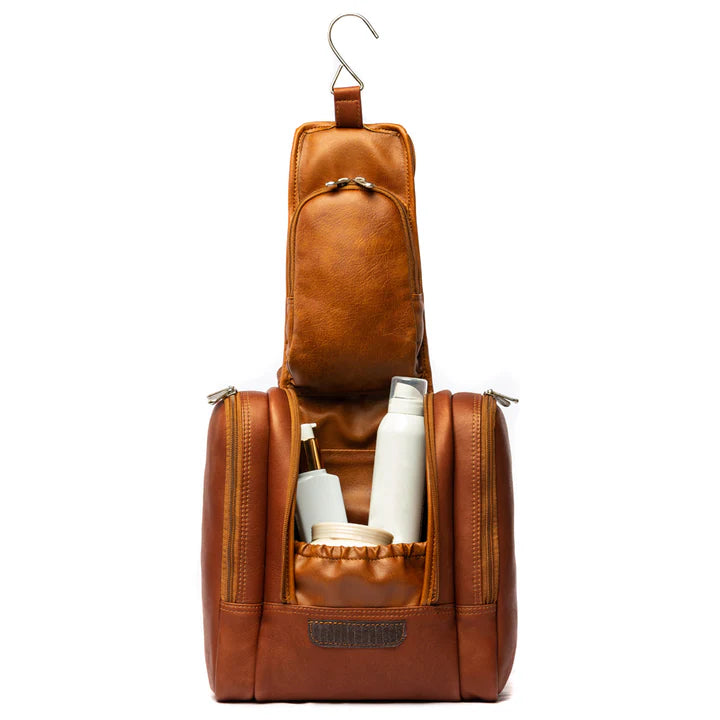 Leather Houstonian Hanging Travel Toiletry Kit