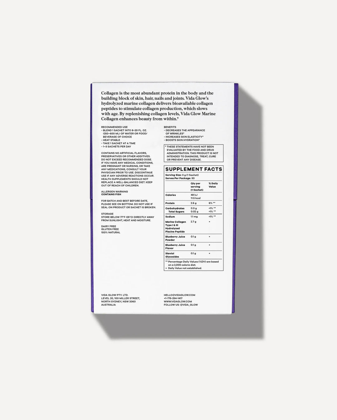 Blueberry Natural Marine Collagen Peptides Supplement