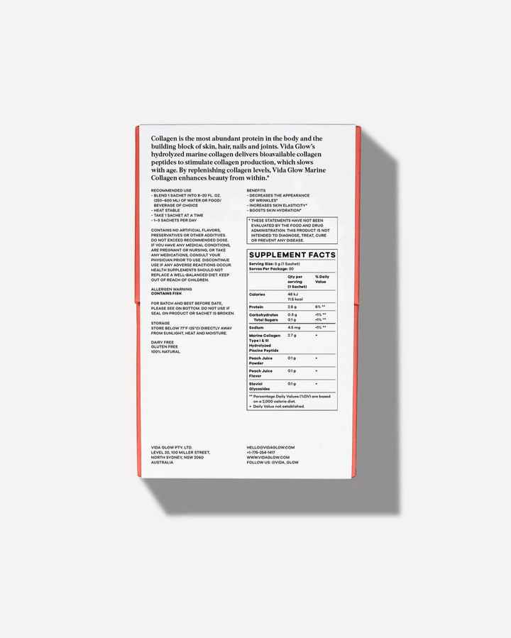 Peach Natural Marine Collagen Peptides Supplement