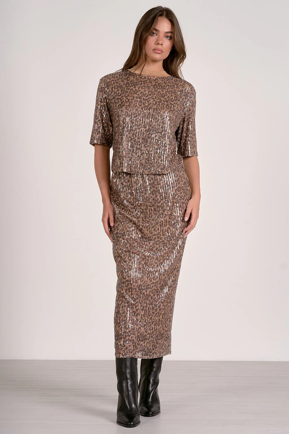 Cheetah Print Sequin Skirt