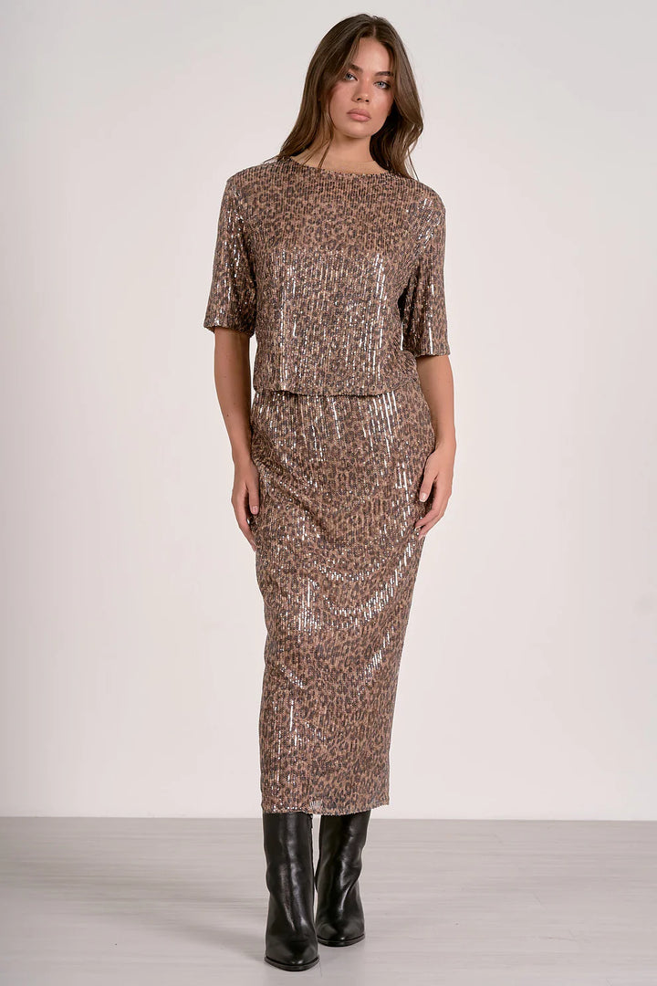 Cheetah Print Sequin Skirt