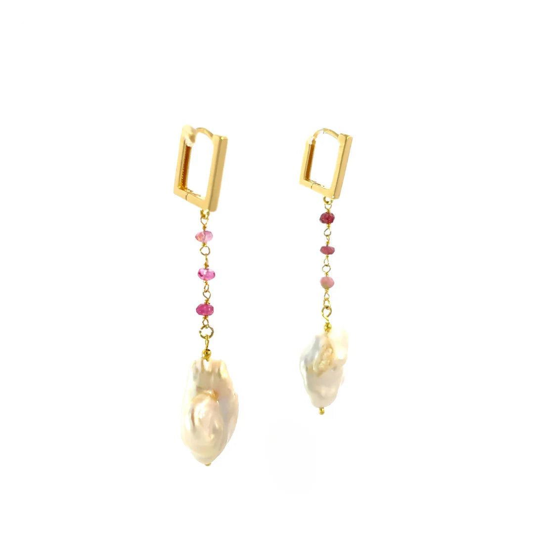 Aurelia Long Earrings with Keshi Pearls