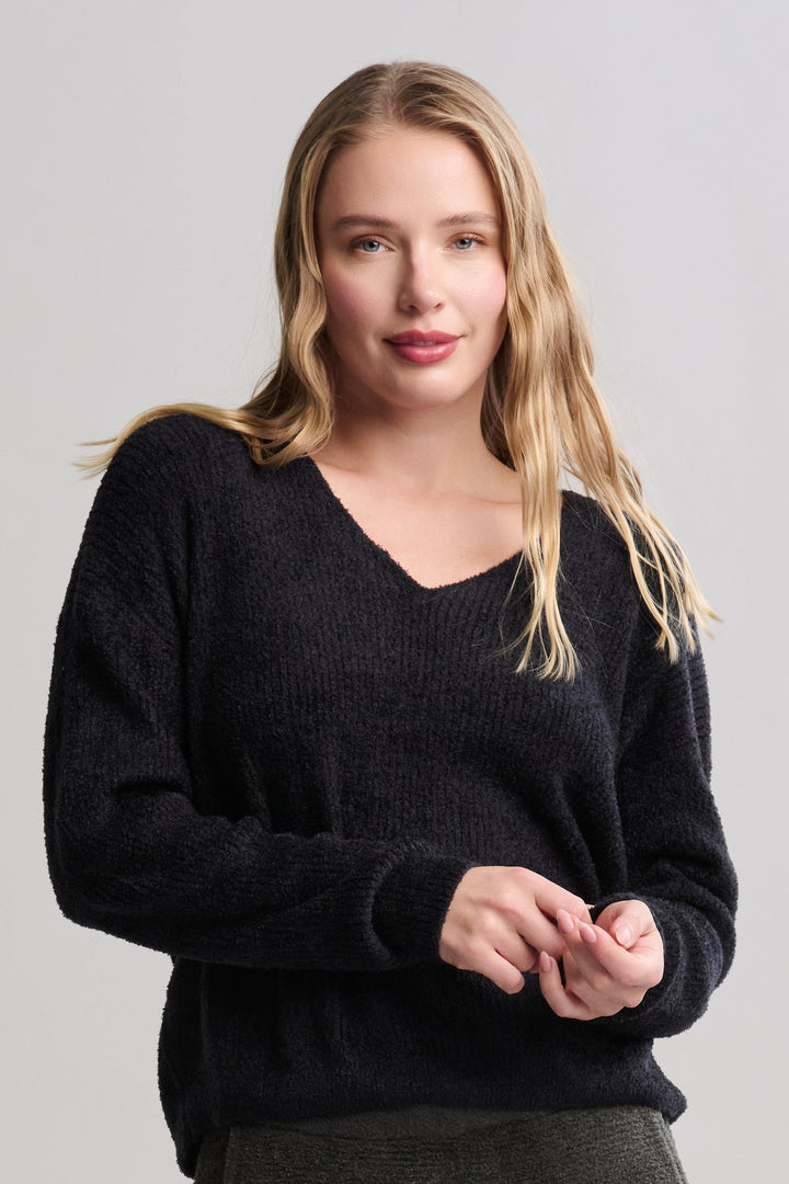 CozyChic Lite® Ribbed V Pullover With Back Tie