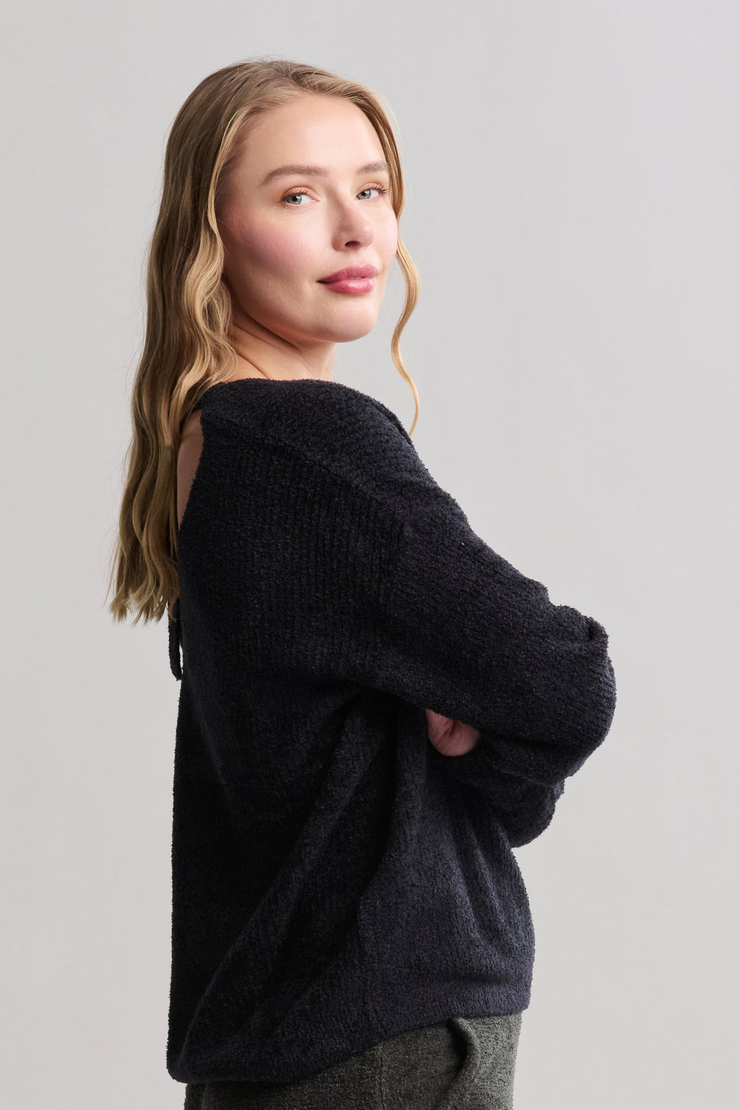 CozyChic Lite® Ribbed V Pullover With Back Tie