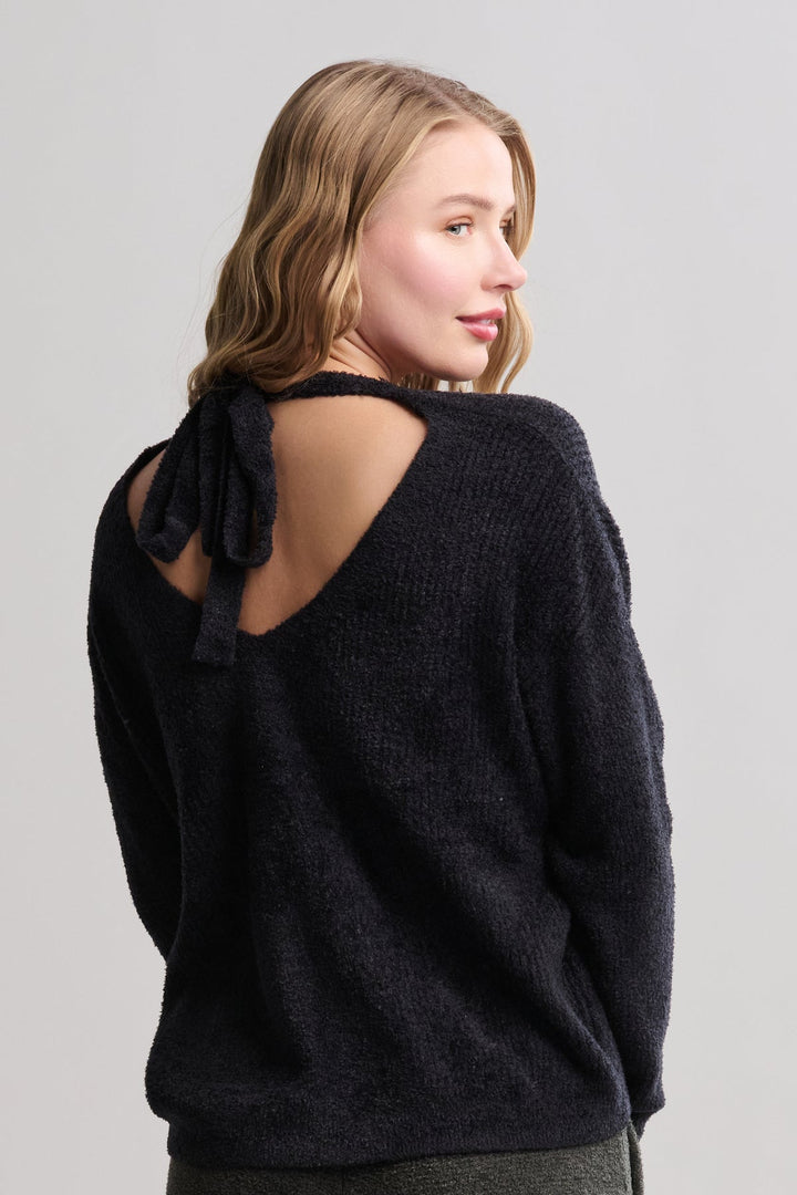 CozyChic Lite® Ribbed V Pullover With Back Tie