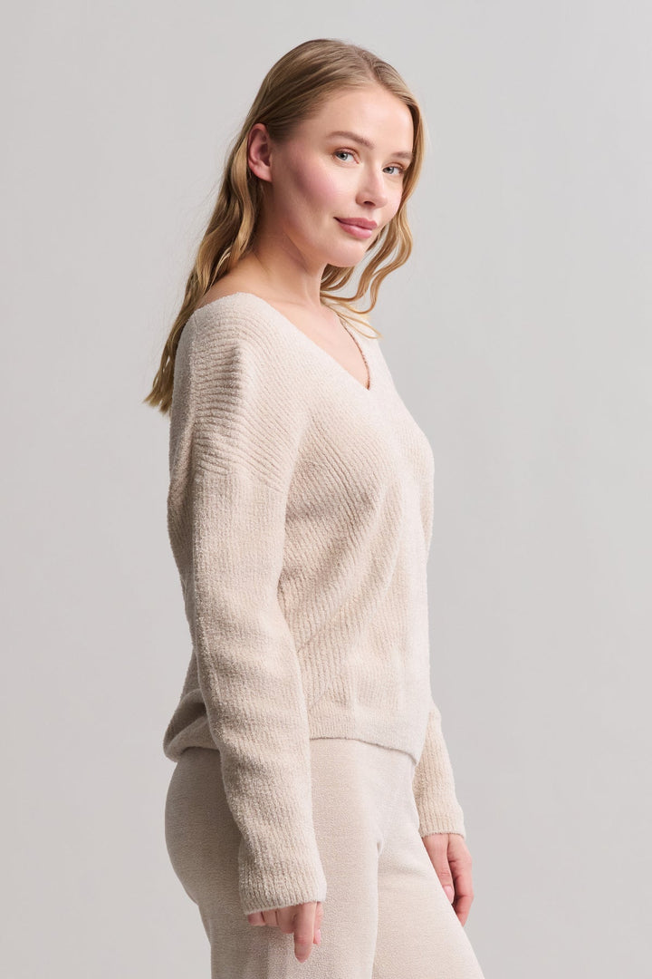 CozyChic Lite® Ribbed V Pullover With Back Tie