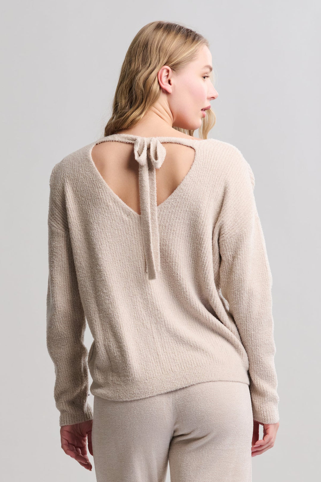 CozyChic Lite® Ribbed V Pullover With Back Tie
