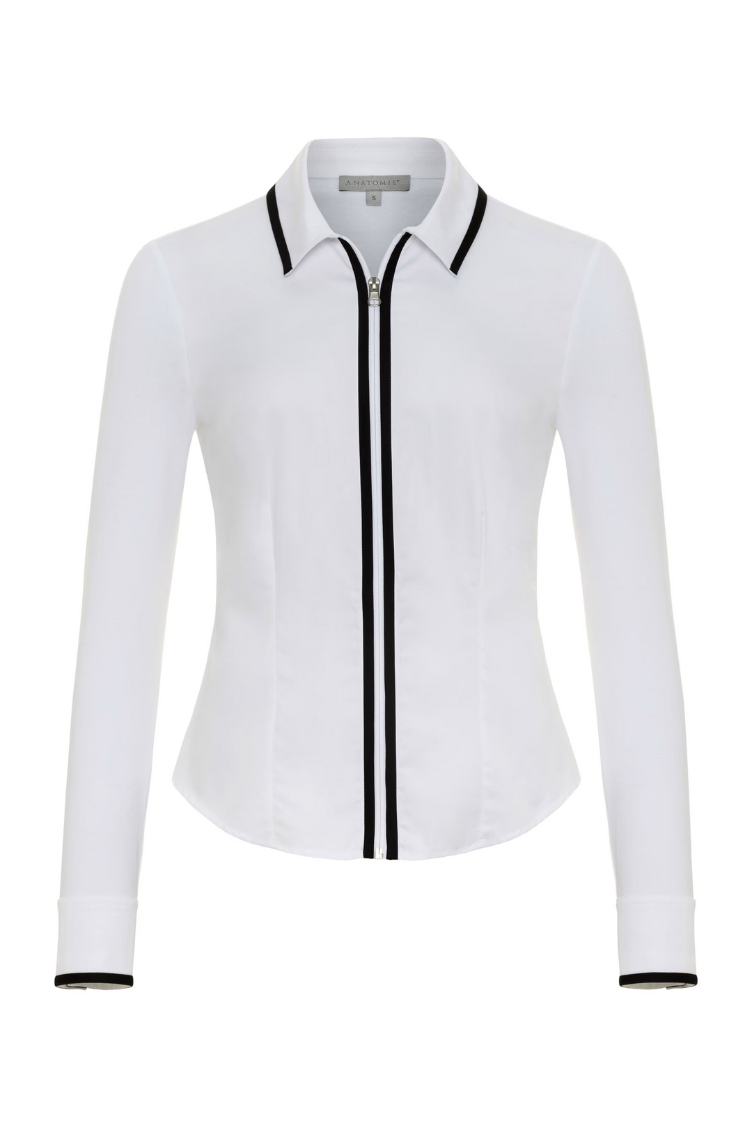 Bruna Collared Zip Top with Poplin Front