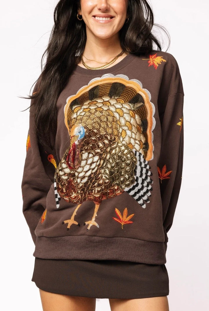 Olive Green Turkey & Leaves Sweatshirt
