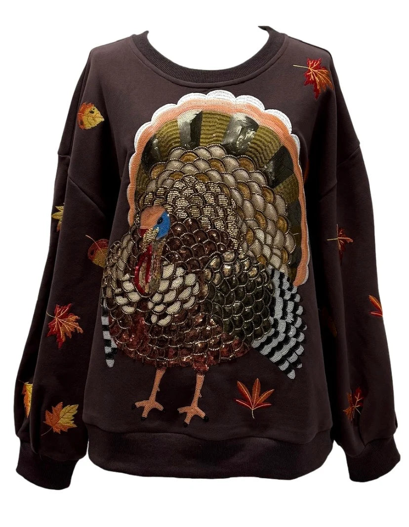 Olive Green Turkey & Leaves Sweatshirt