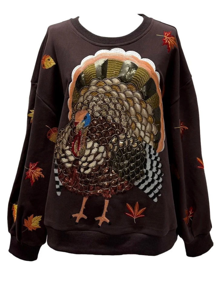 Olive Green Turkey & Leaves Sweatshirt