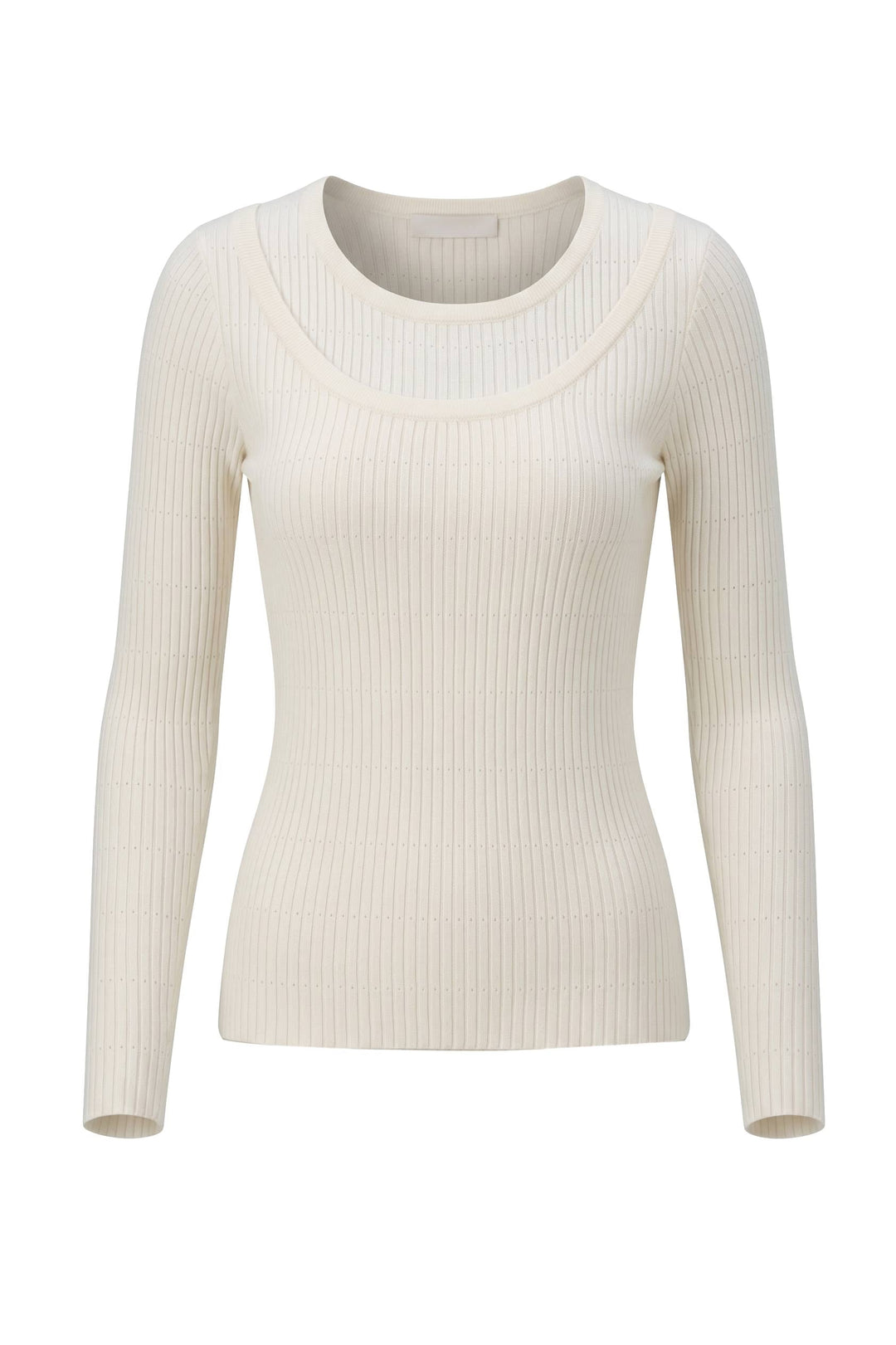 Kris Double Collared Rib Pointelle Sweater