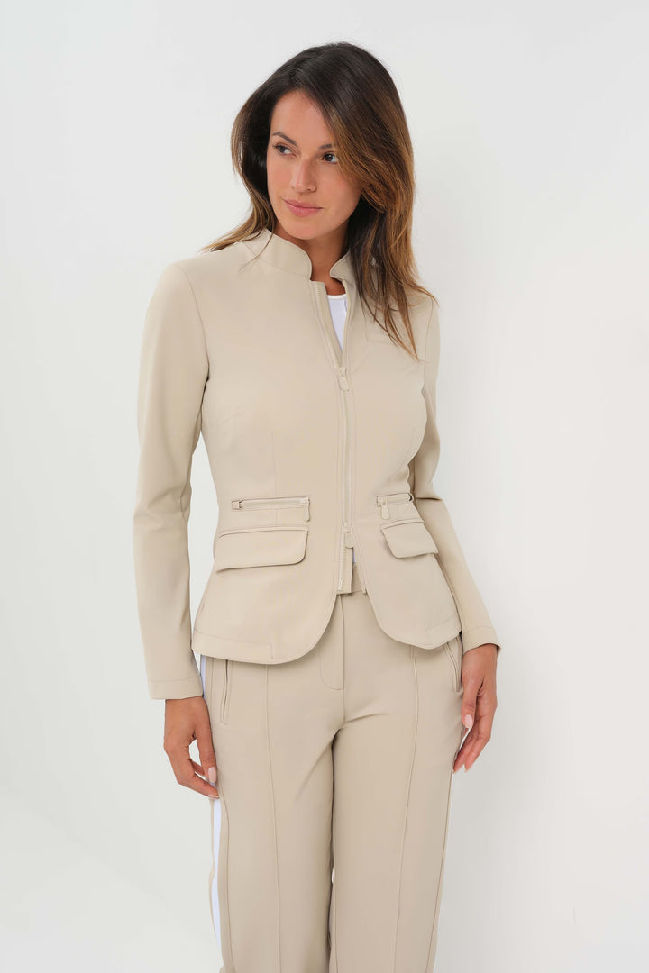 Gisela Aeroflow Zip Front Twill Blazer