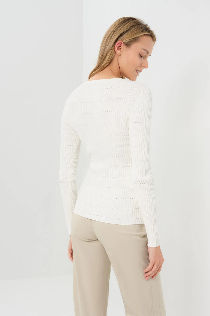 Kris Double Collared Rib Pointelle Sweater