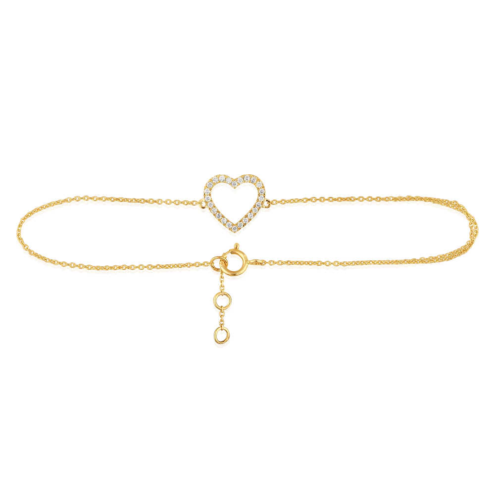 Open Diamond Heart on Chain Bracelet