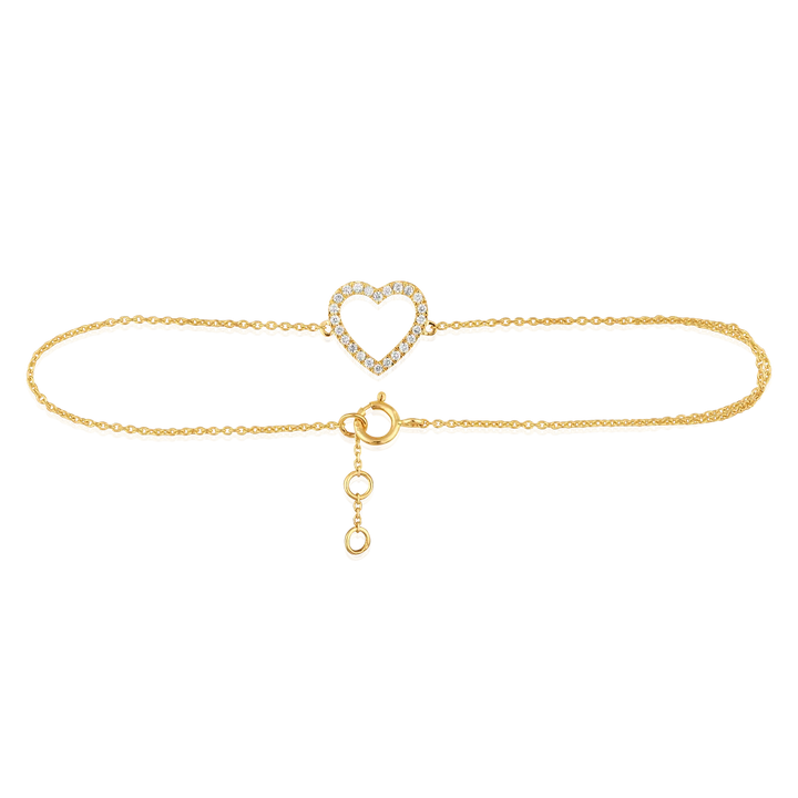 Open Diamond Heart on Chain Bracelet