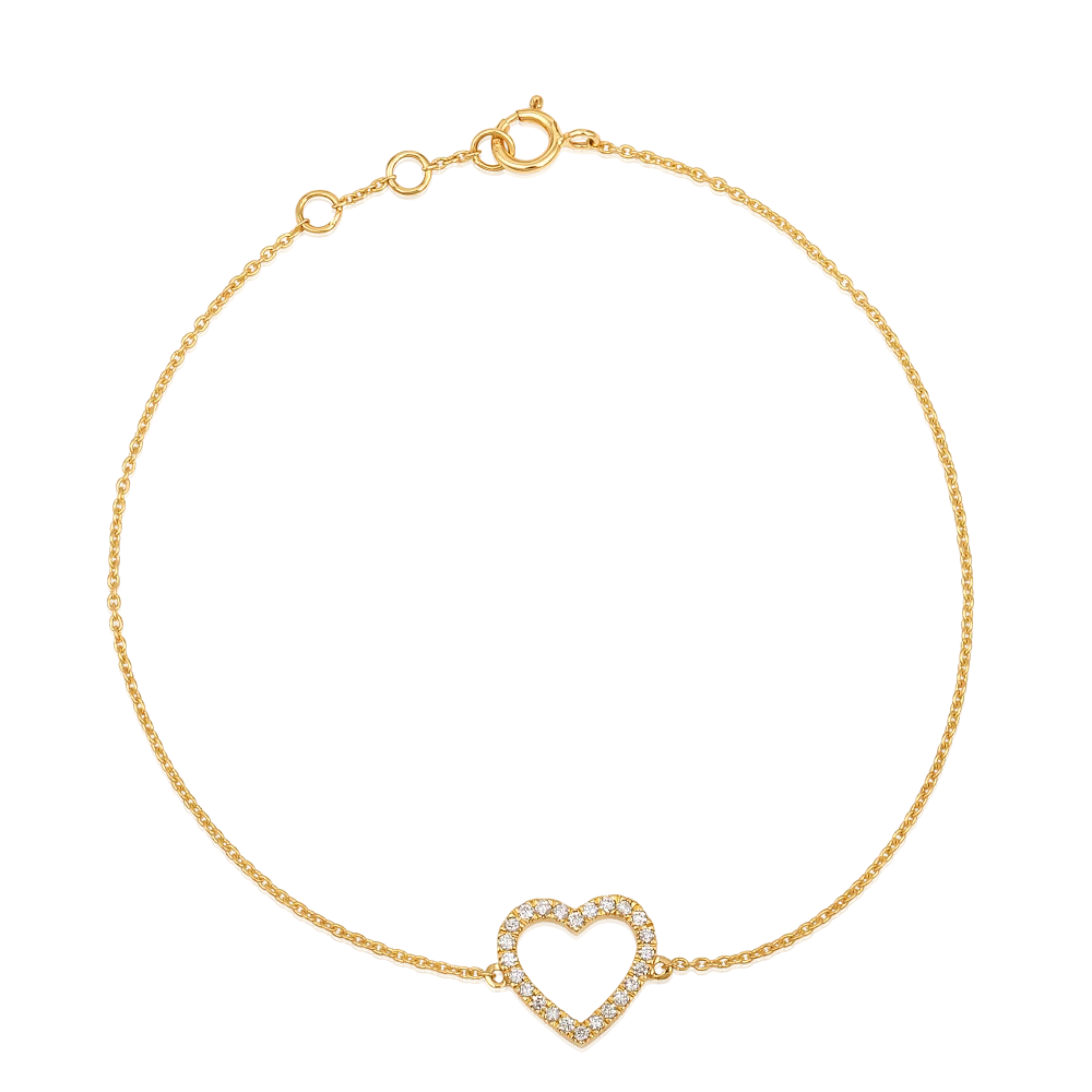 Open Diamond Heart on Chain Bracelet