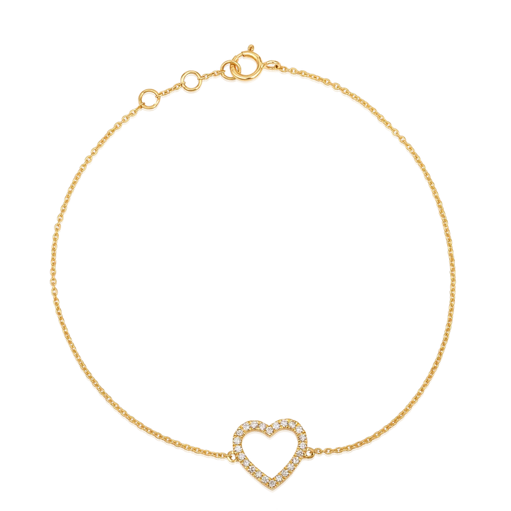 Open Diamond Heart on Chain Bracelet