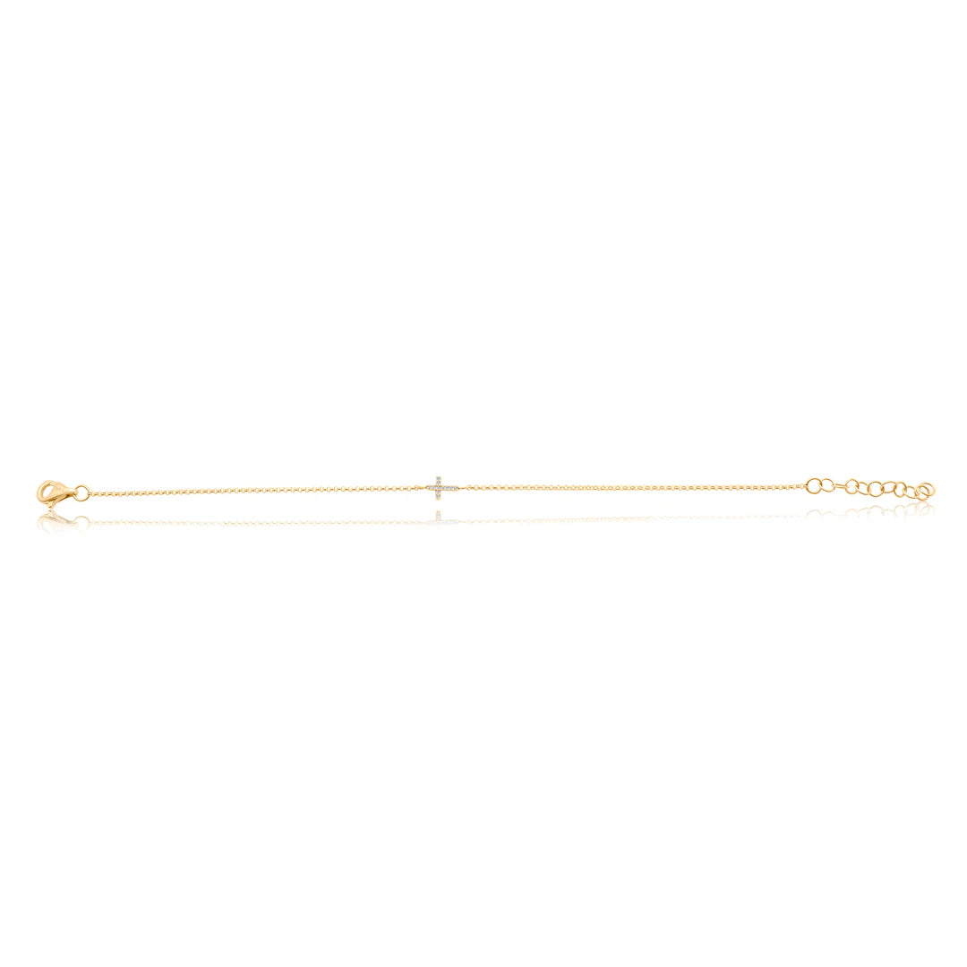 Mini Diamond Cross on Chain Bracelet