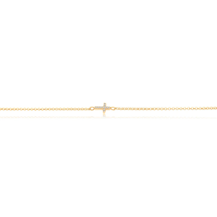 Mini Diamond Cross on Chain Bracelet