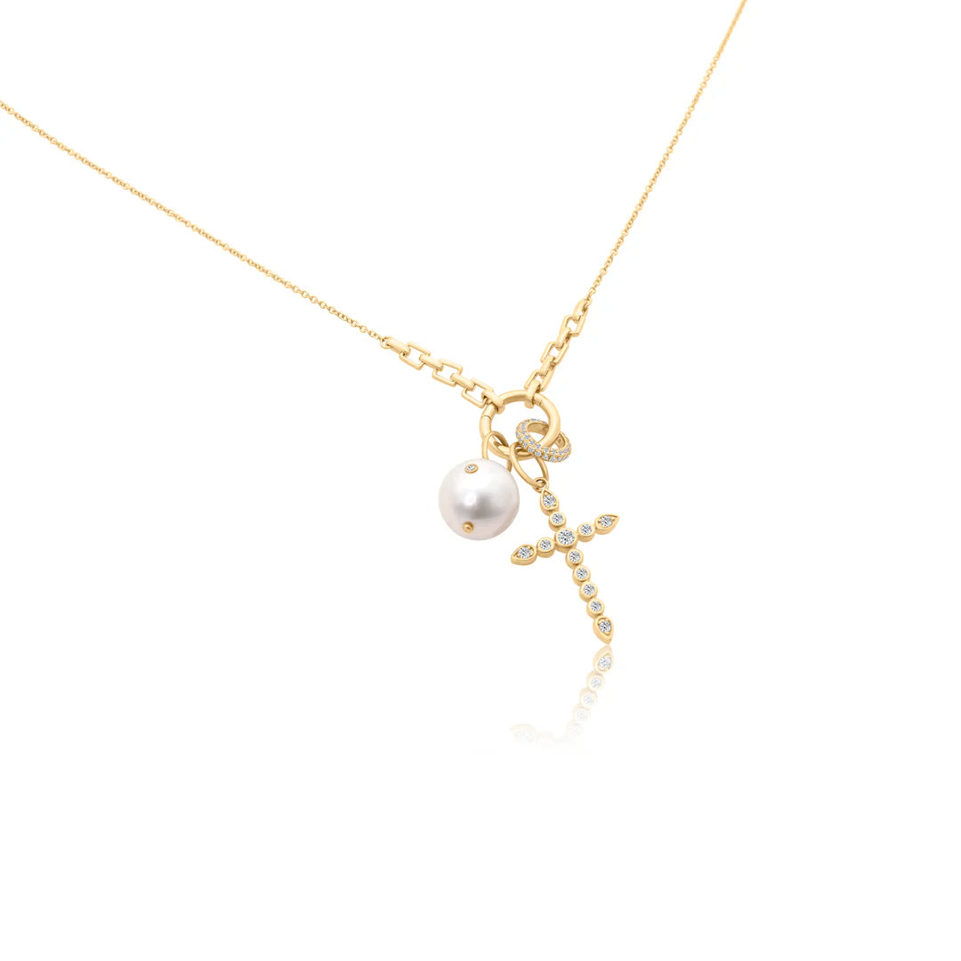 Bezel Diamond Pearl Charm