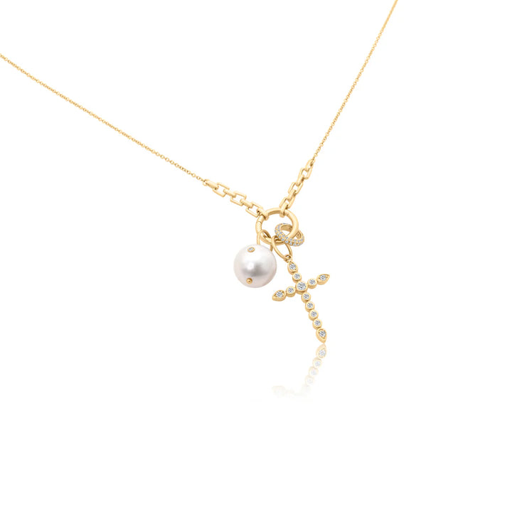 Bezel Diamond Pearl Charm