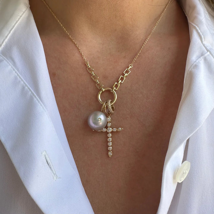 Bezel Diamond Pearl Charm