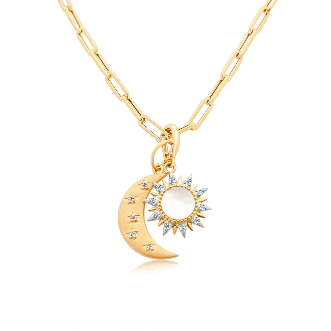 Brushed Gold Diamond Crescent Charm