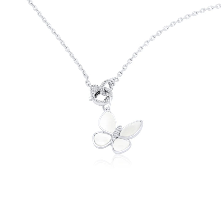 Large Mother of Pearl Diamond Butterfly Charm